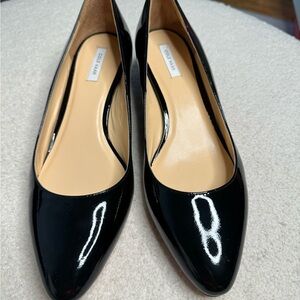 NWT Cole Haan black patent wedge almond toe heel